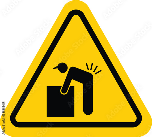  Lifting Hazard Symbol. ISO Triangle Warning Sign. isolated on white background. flat design in trendy style