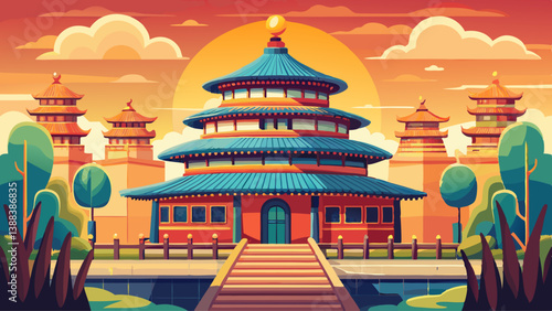 Ancient Chinese temple known as Temple of Heaven, worship, historic, architecture, landmark, Beijing, China, cultural