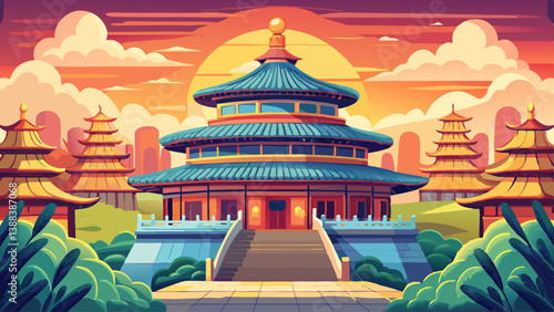 Ancient Chinese temple known as Temple of Heaven, worship, historic, architecture, landmark, Beijing, China, cultural