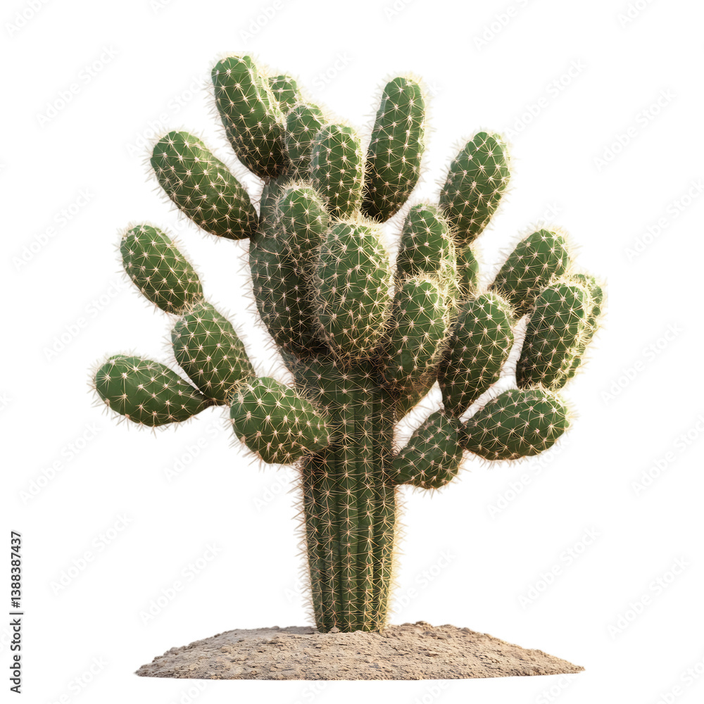 3D Cactus Plant with Multiple Arms and Spiny Needles Isolated on Transparent Background 3D Cactus Plant with Multiple Arms and Spiny Needles Isolated on Transparent Background
