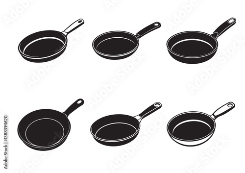 A Pan silhouette, Skillet vector illustration Set
