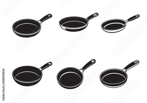 A Pan silhouette, Skillet vector illustration Set