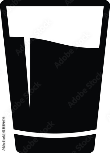 glass of water icon. black modern design. flat. in trendy   style
