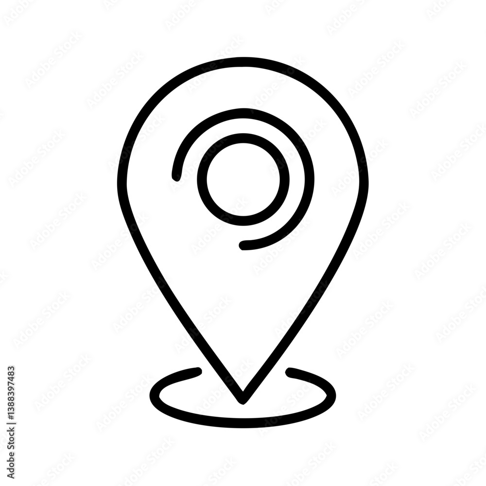 Simple line icon of map location pin with center circle, symbol of GPS, navigation or place marker, perfect for maps, apps or travel designs Simple line icon of map location pin with center circle, symbol of GPS, navigation or place marker, perfect for maps, apps or travel designs