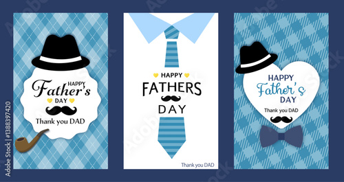 父の日のイラストセット ( プレゼント　父の日　帽子　フレーム　見出し　タイトル　お父さん　Father’s Day 背景　カード )	