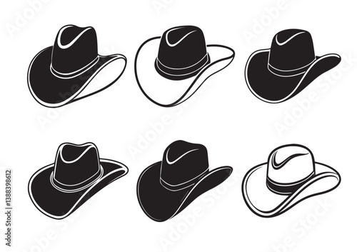 Cowboy hat silhouette hat  Vector Set