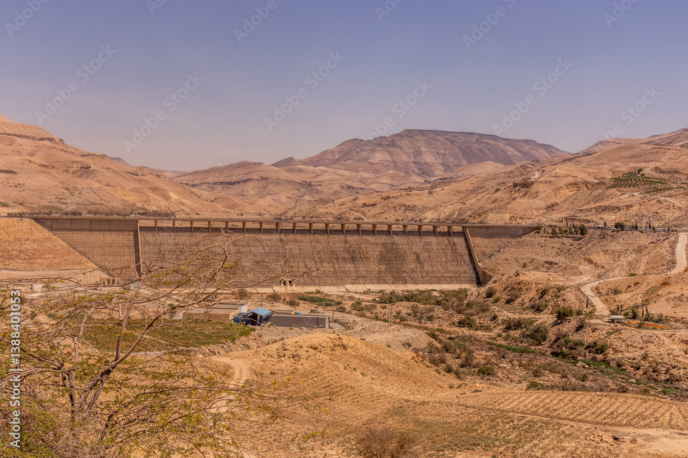 Mujib Dam in Wadi Mujib canyon, Jordan
