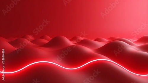 Undulating red surface with a glowing white wave