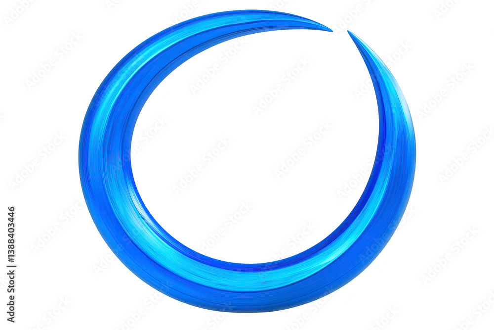 A vibrant blue crescent shape with smooth, brushstroke texture, set against transparent background, creating dynamic and modern design A vibrant blue crescent shape with smooth, brushstroke texture, set against transparent background, creating dynamic and modern design