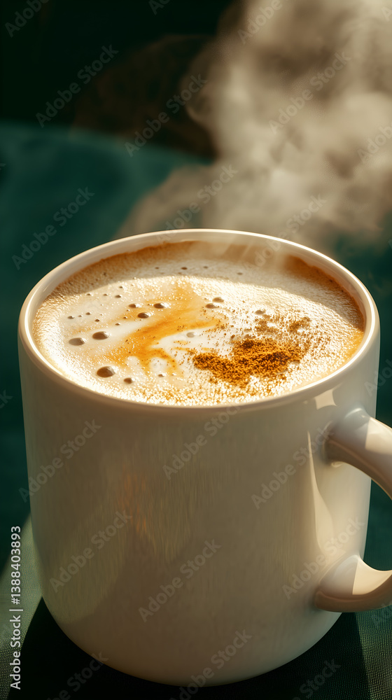 Obraz premium Pumpkin spiced latte with foam art and nutmeg in a white mug