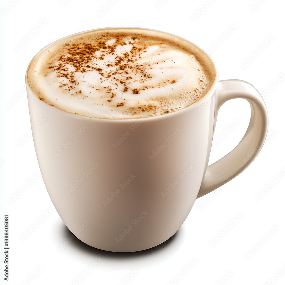 Fototapeta premium Pumpkin spiced latte with foam art and nutmeg in a white mug