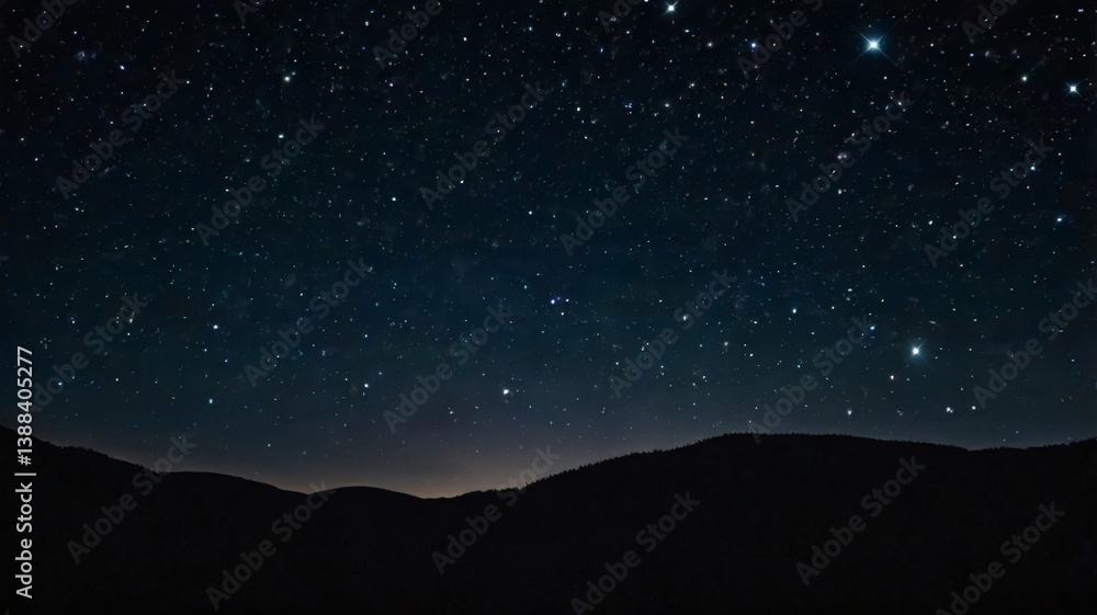 Naklejka premium night sky with stars and mountains