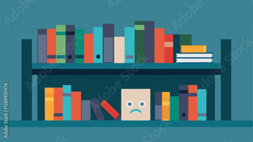 Forgotten Books A dusty library shelf filled with books about mental health but no one is present to read or seek help signifying ignorance and neglect of mental wellness.