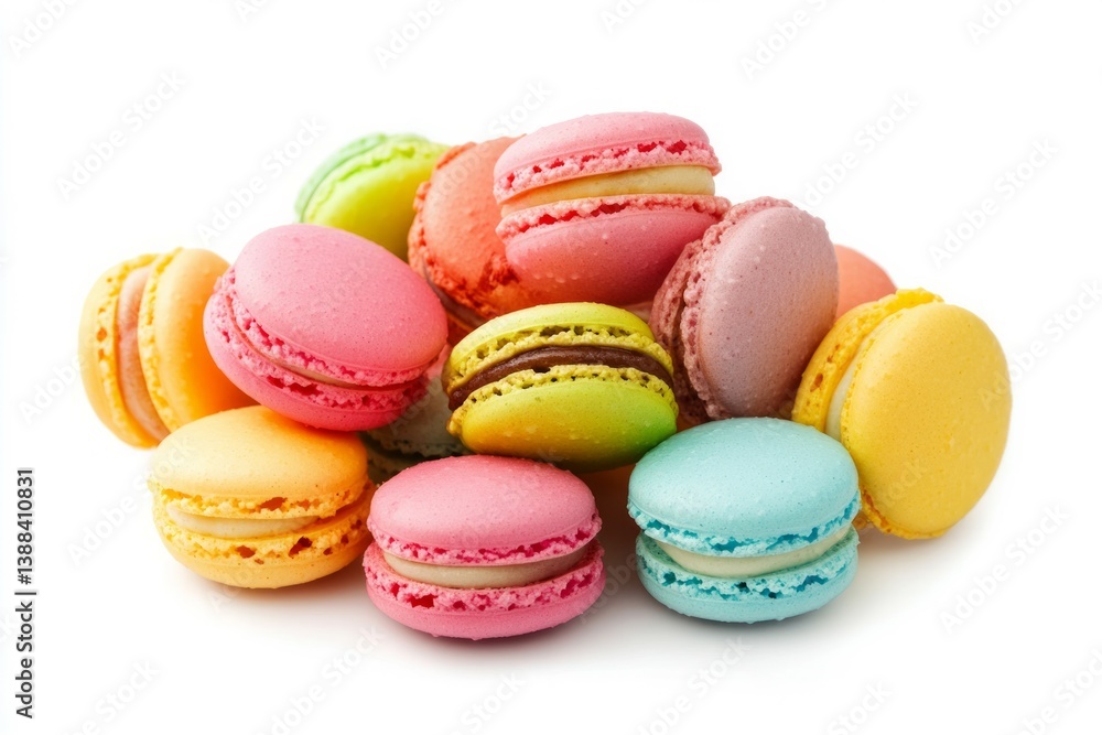 Colorful macaron pile on white background. AI generative Colorful macaron pile on white background. AI generative