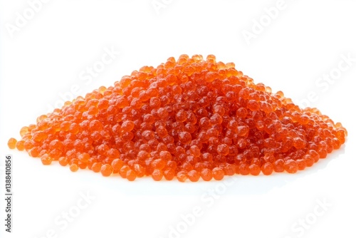 Pile of orange salmon roe on white background. AI generative