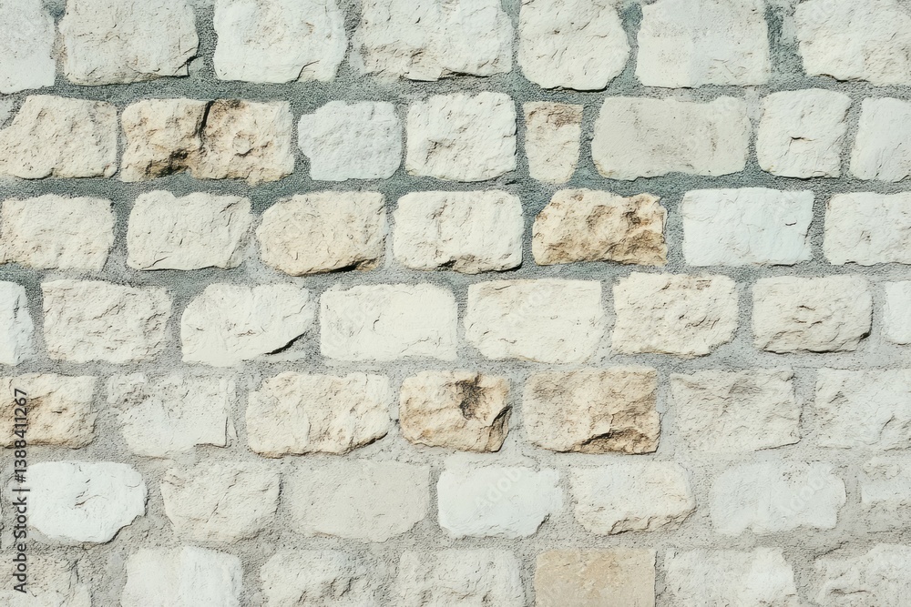 Fototapeta premium Rustic white brick wall with weathered texture. AI generative