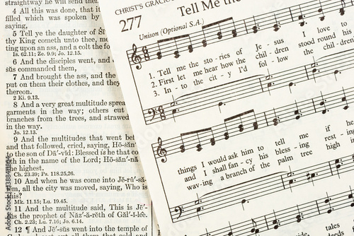 Bilde på lerret Tell Me the Stories of Jesus hymnal music