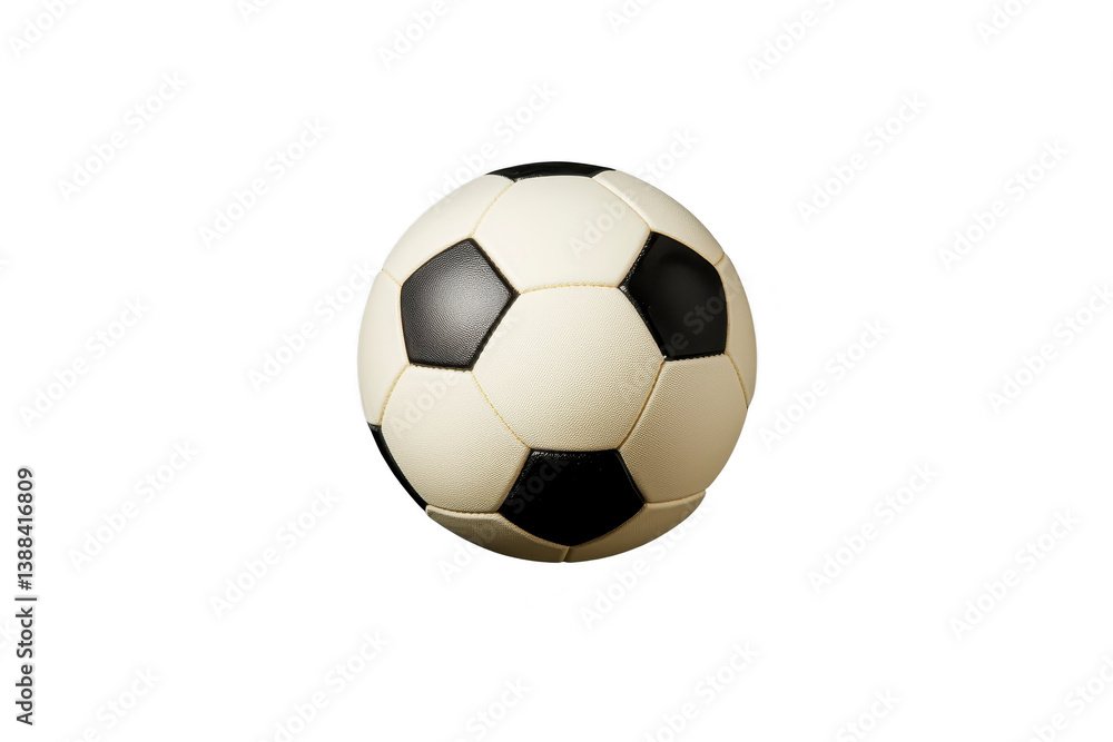 A classic black and white soccer ball with hexagonal and pentagonal panels, isolated on transparency background, symbolizing sports and recreation A classic black and white soccer ball with hexagonal and pentagonal panels, isolated on transparency background, symbolizing sports and recreation