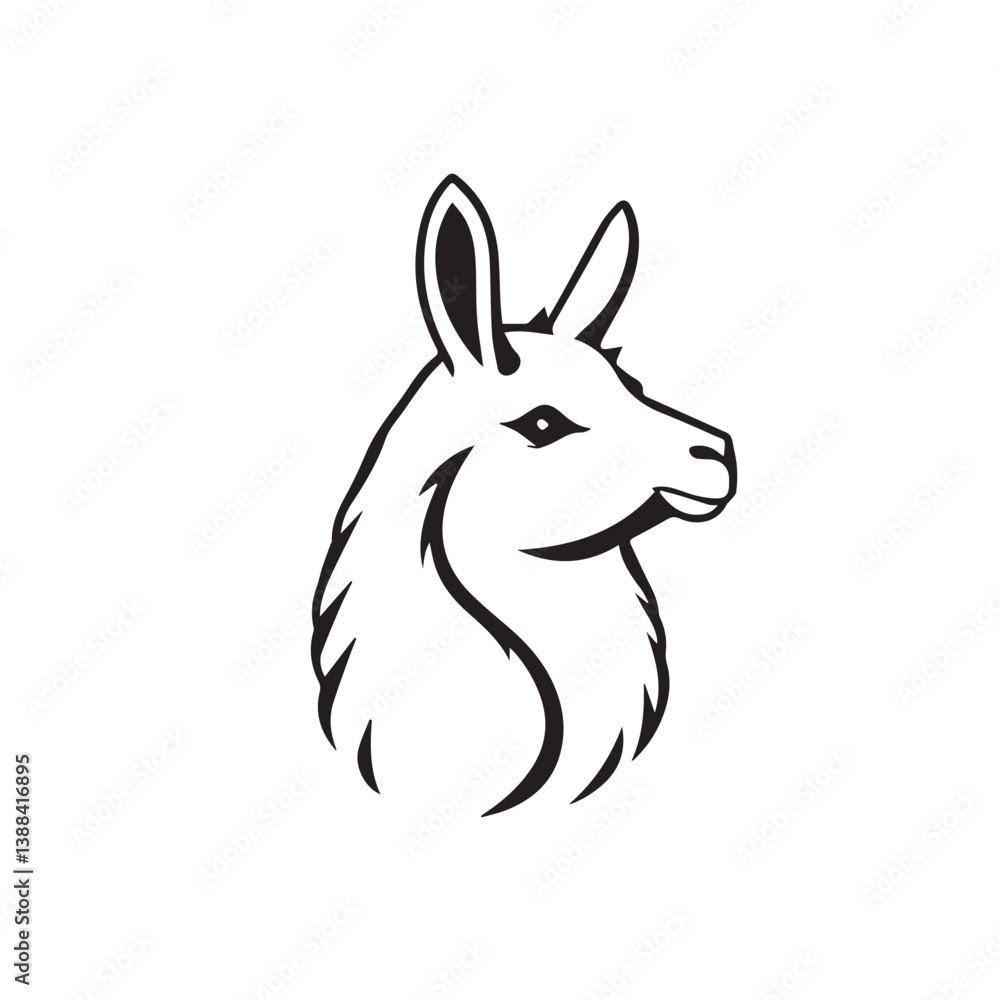 Fototapeta premium Llama head vector silhouette art illustration. Head of a Llama. Vector illustration of a Llama.