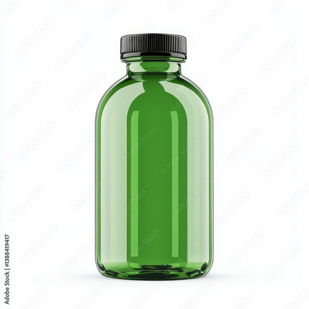 Naklejka premium Bright green sport bottle stands out, perfect for hydration during workouts or outdoor adventures. Durable and lightweight design.
