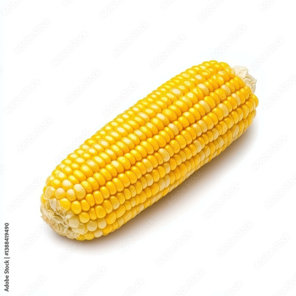 Bright yellow corn kernels stand out against a crisp white backdrop, showcasing their fresh and vibrant appeal. Bright yellow corn kernels stand out against a crisp white backdrop, showcasing their fresh and vibrant appeal.