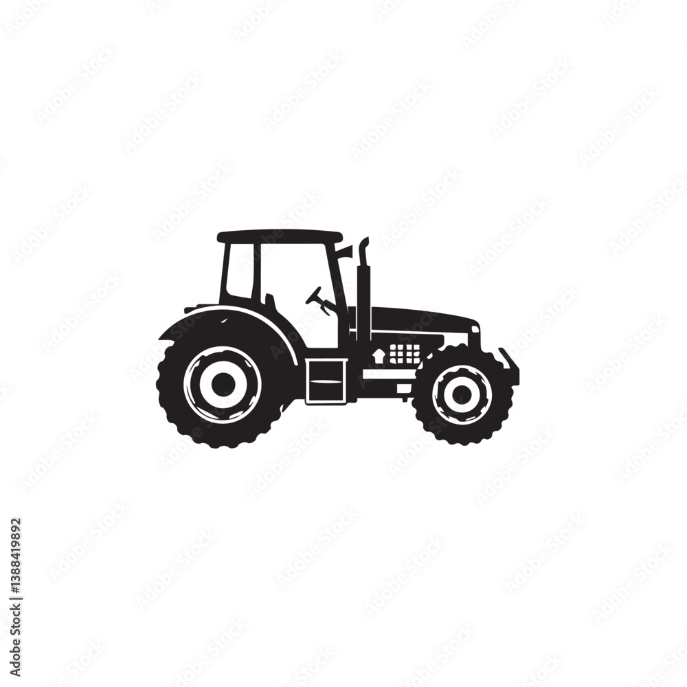 Farm tractor, black and white silhouette logo design isolated on a white background. A farm Tractor Silhouette. Vector illustration. Farm tractor, black and white silhouette logo design isolated on a white background. A farm Tractor Silhouette. Vector illustration.