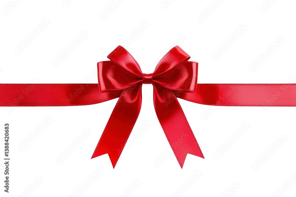 A vibrant red ribbon bow with glossy finish is elegantly tied, creating festive and celebratory atmosphere. bow smooth texture and bright color make it perfect for gift wrapping or decoration A vibrant red ribbon bow with glossy finish is elegantly tied, creating festive and celebratory atmosphere. bow smooth texture and bright color make it perfect for gift wrapping or decoration