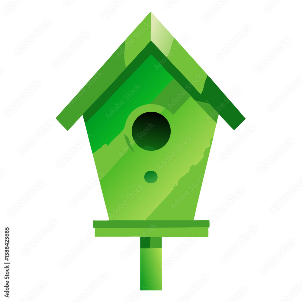 Green birdhouse icon in a modern flat design style Green birdhouse icon in a modern flat design style