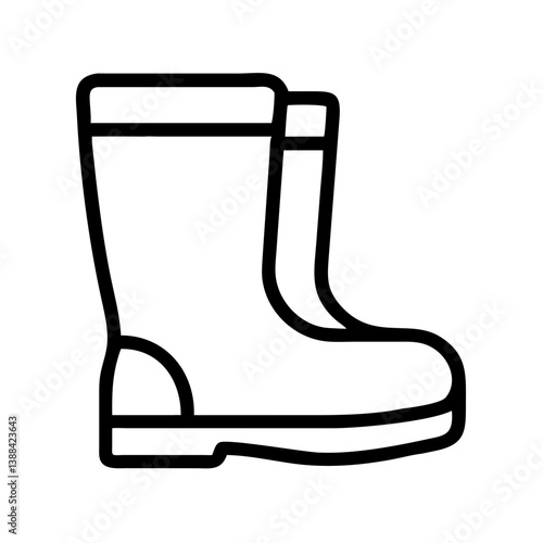 Rubber boot outline illustration against a white background  