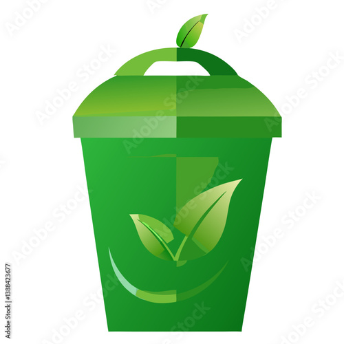 Eco-Friendly Green Trash Compost bin Icon in Minimalist Style  
