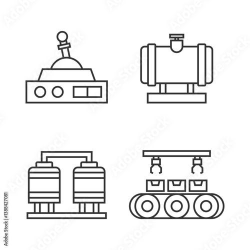 factory manufactoring set isolated on white background