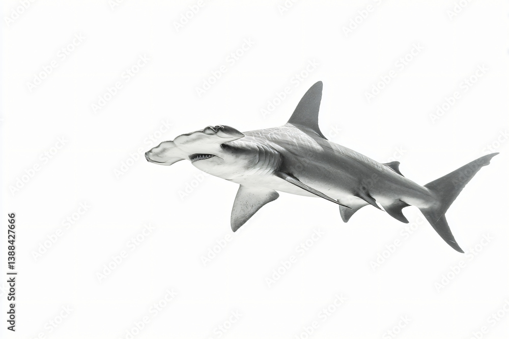 graceful hammerhead shark displaying distinctive silhouette in side view graceful hammerhead shark displaying distinctive silhouette in side view