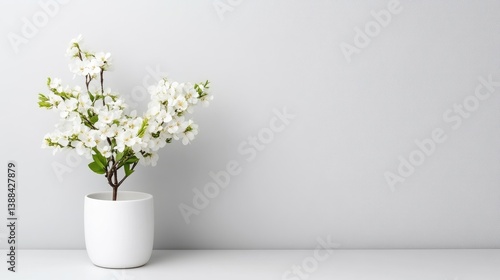 Wallpaper Mural Simple white blossoms in a pot Torontodigital.ca