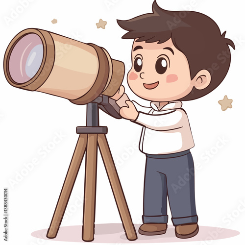 Astronomer - Vector icon, isolated on white background  -  