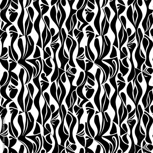a black and white pattern with wavy lines