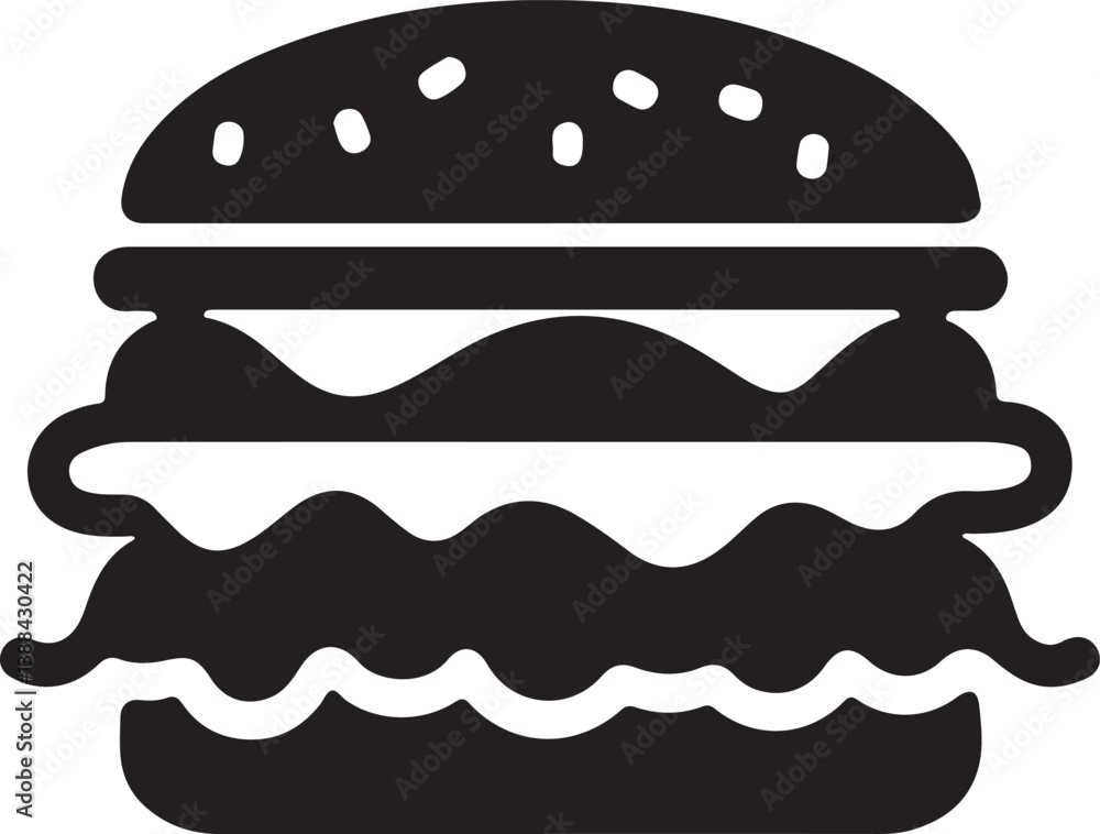 Unique Burger Logo Design in Flat Silhouette Style Unique Burger Logo Design in Flat Silhouette Style