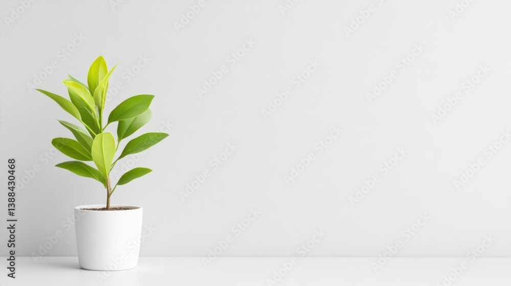 Small Plant in White Pot Minimalist Style Bright Lighting Vertical Close-up Shot Lush Green Foliage Growing Concept White Background Calm Green Tones Perfect for Home Decor Websites Small Plant in White Pot Minimalist Style Bright Lighting Vertical Close-up Shot Lush Green Foliage Growing Concept White Background Calm Green Tones Perfect for Home Decor Websites