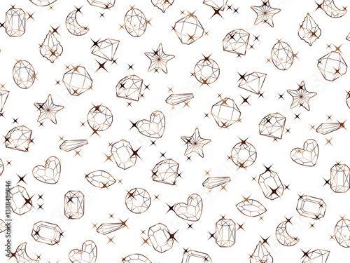 カットガラス柄、18茶色