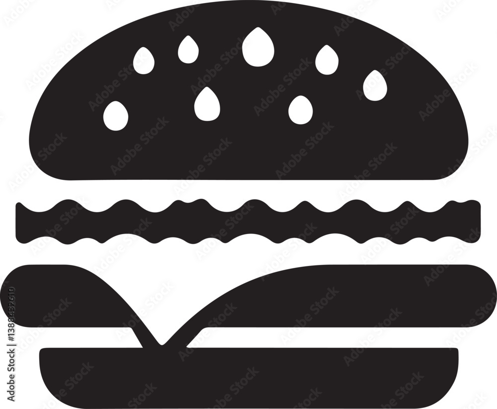 Classic Burger Logo in Silhouette Style on White Background Classic Burger Logo in Silhouette Style on White Background