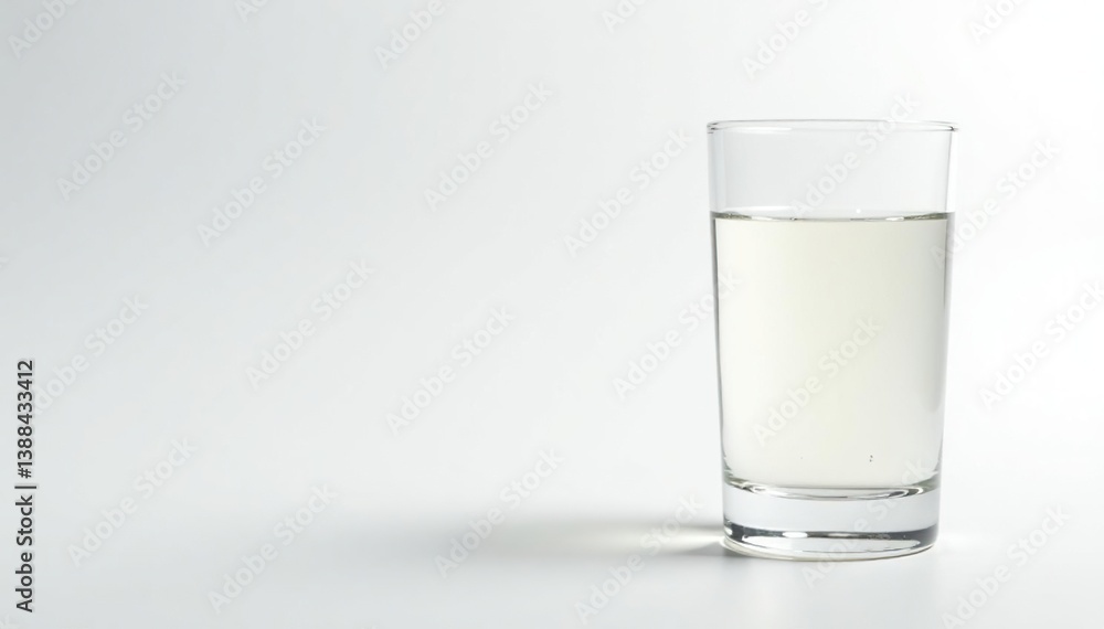 Empty glass of water on white background, symbolic of a fasting period , body, element, hydration Empty glass of water on white background, symbolic of a fasting period , body, element, hydration