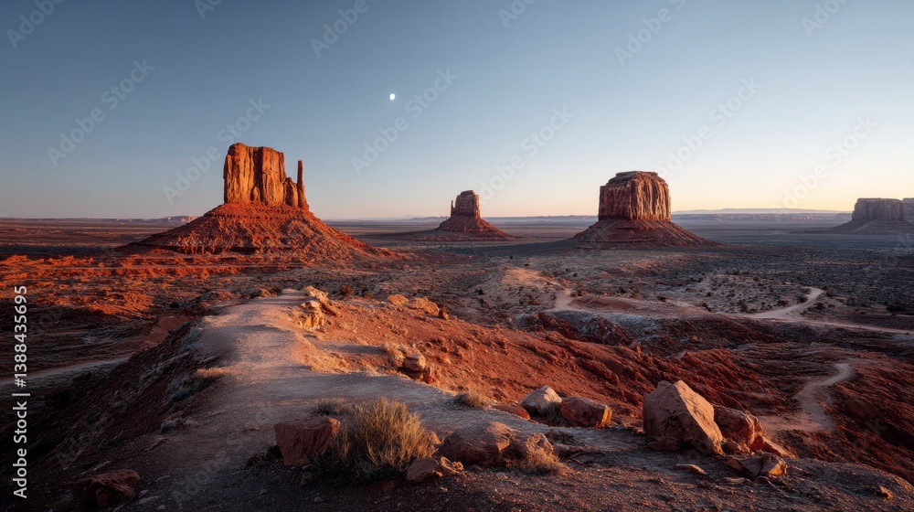 Fototapeta premium Generic Monument Valley Moment Twilight Glowing Moonrise