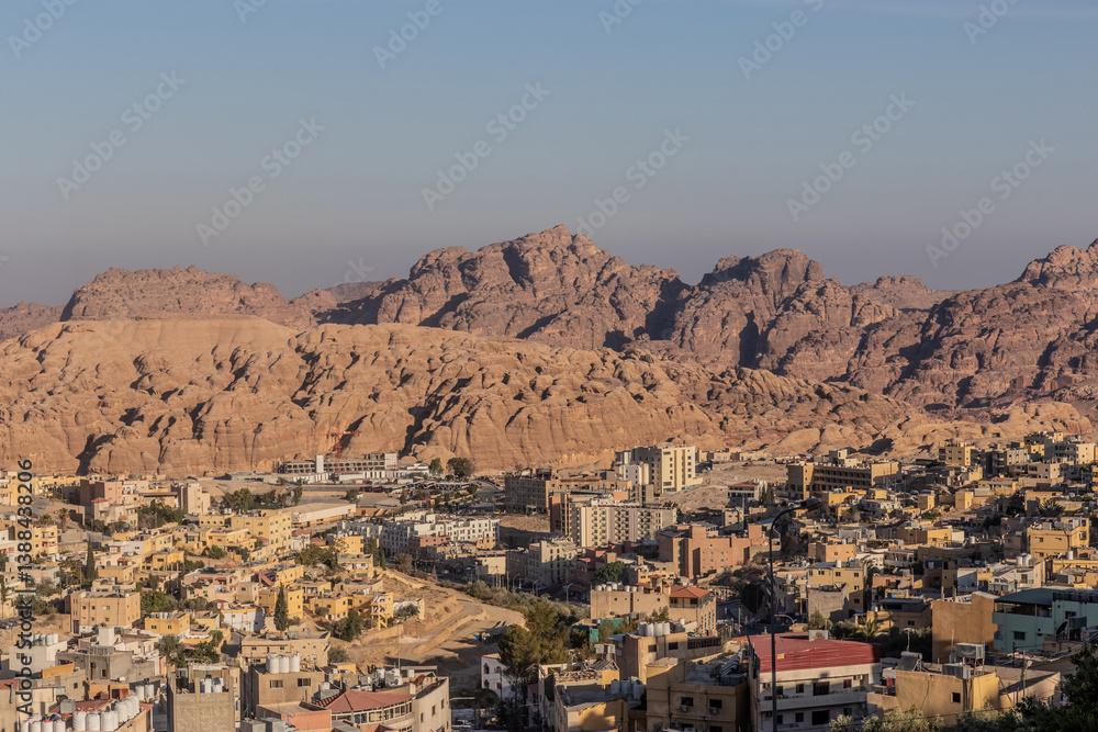 View of Wadi Musa town, Jordan