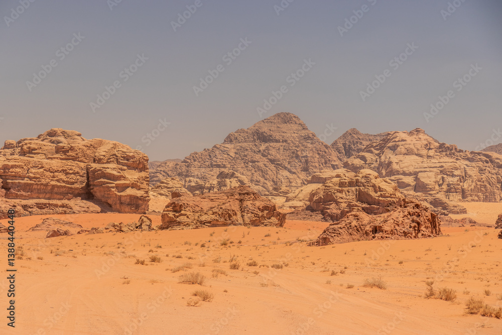 Rocky landscape of Wadi Rum desert, Jordan
