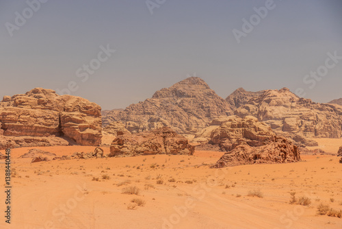 Obraz na płótnie Rocky landscape of Wadi Rum desert, Jordan w salonie