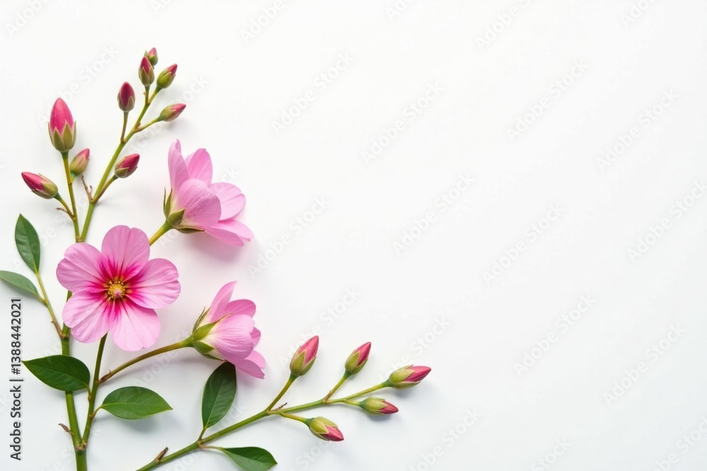 Delicate, small-scale floral sprigs on a white background, botanical, nature, subtle Delicate, small-scale floral sprigs on a white background, botanical, nature, subtle