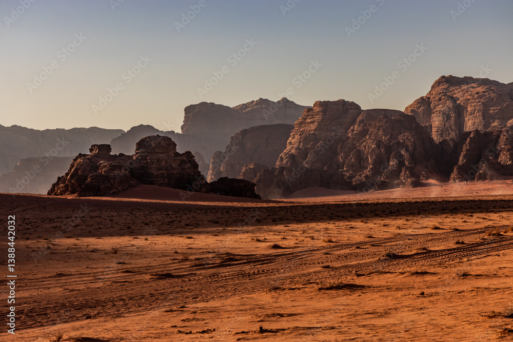 Rocky landscape of Wadi Rum desert, Jordan