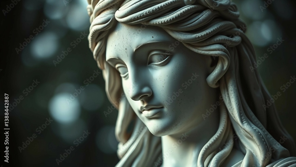 Face statue of Iris Greek goddess of rainbow on transparent background Face statue of Iris Greek goddess of rainbow on transparent background