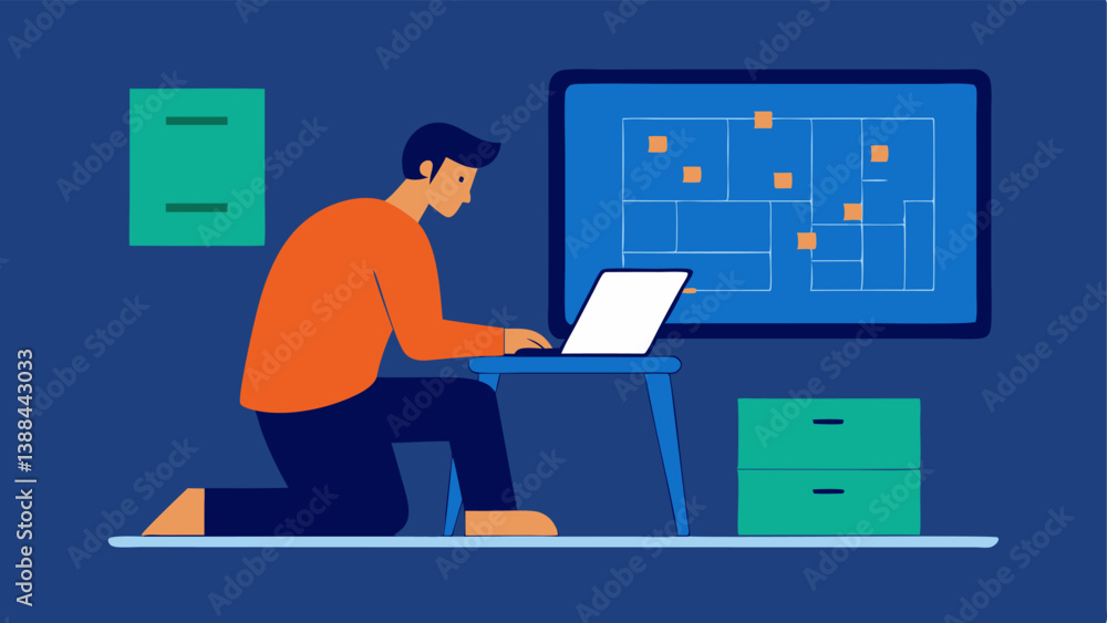 Digital Floor Plan A designer creating a floor plan on a laptop using software to measure and arrange furniture layouts in a virtual room. Digital Floor Plan A designer creating a floor plan on a laptop using software to measure and arrange furniture layouts in a virtual room.