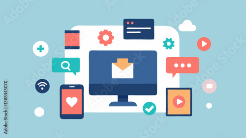 Digital Declutter A screen featuring only a few essential apps or files surrounded by greyedout icons of unused apps representing the idea of digital minimalism to save time and