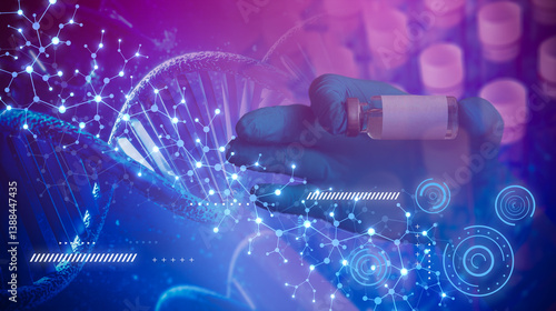 Photography scientist holding medical testing tubes or vials of medical pharmaceutical resea